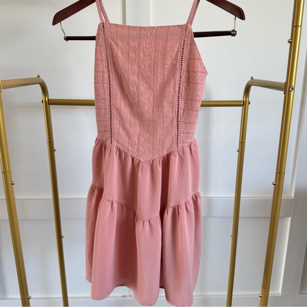 Wild Fable Fit and Flare Dress pinky peach embroidered stretch‎ sundress W Sz S